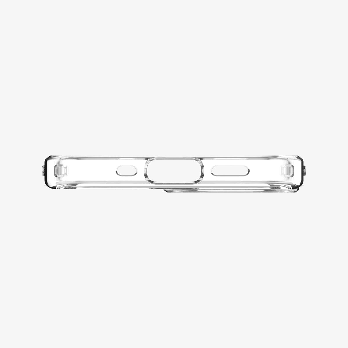 ACS03322 - iPhone 13 Mini Case Ultra Hybrid Mag Safe Compatible in white showing the bottom with precise cutouts