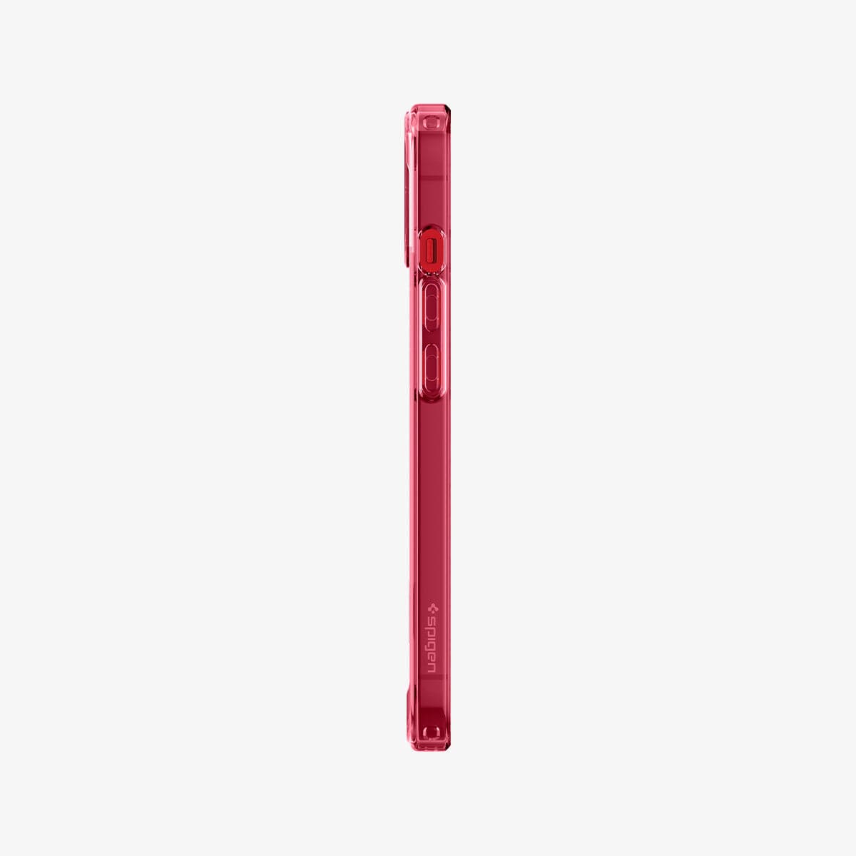 ACS03319 - iPhone 13 Mini Case Ultra Hybrid in red crystal showing the side with volume controls