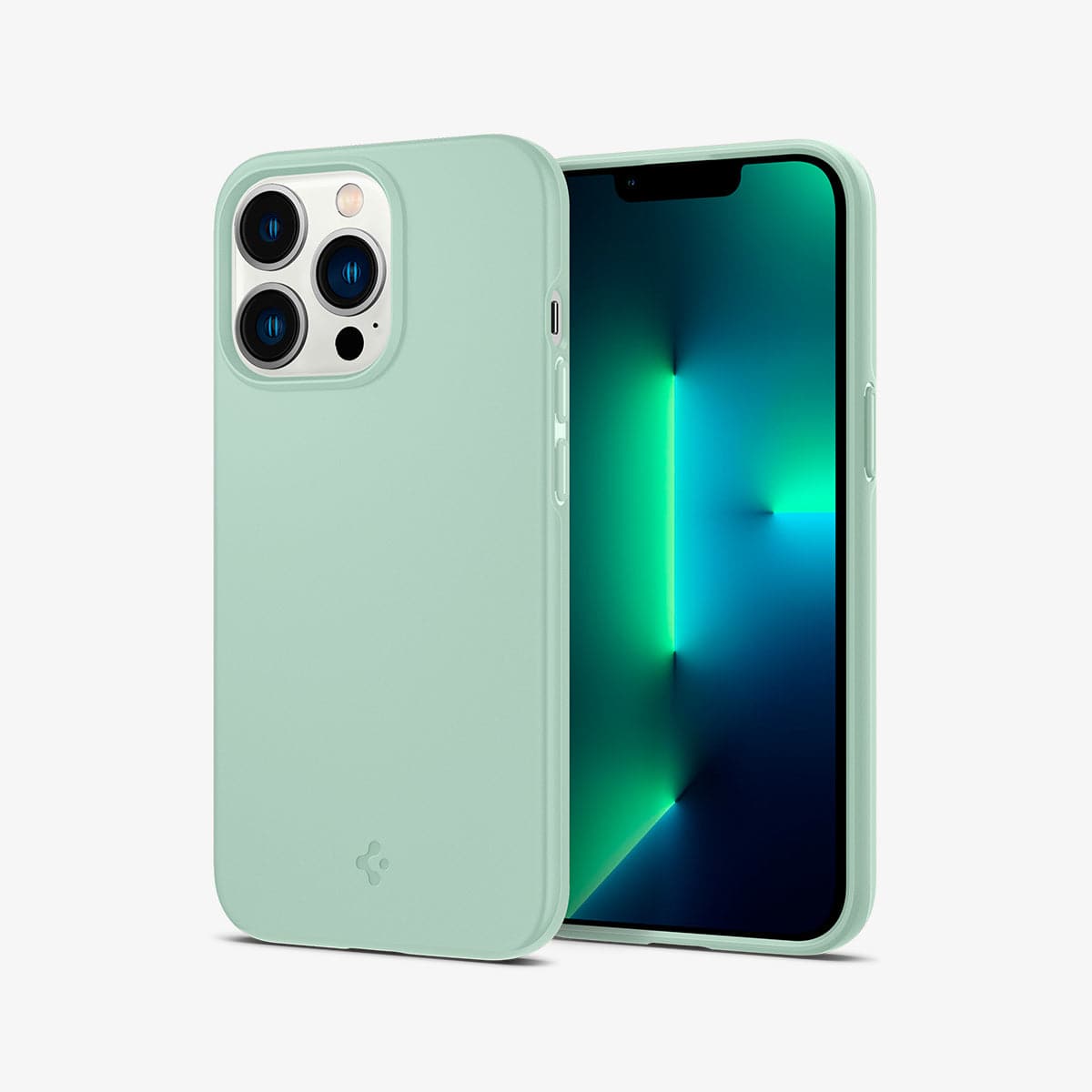 ACS03493 - iPhone 13 Pro Case Thin Fit in apple mint showing the back and front