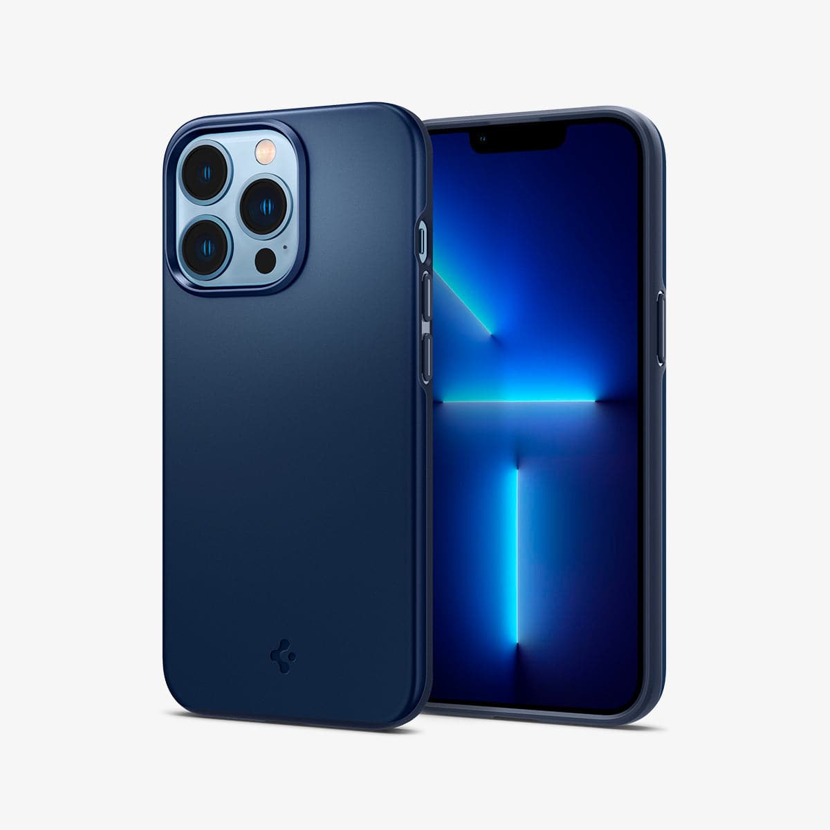 ACS03250 - iPhone 13 Pro Case Thin Fit in navy blue showing the back and front