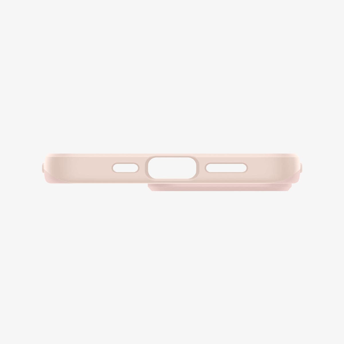 ACS03676 - iPhone 13 Pro Case Thin Fit in pink sand showing the bottom with precise cutouts