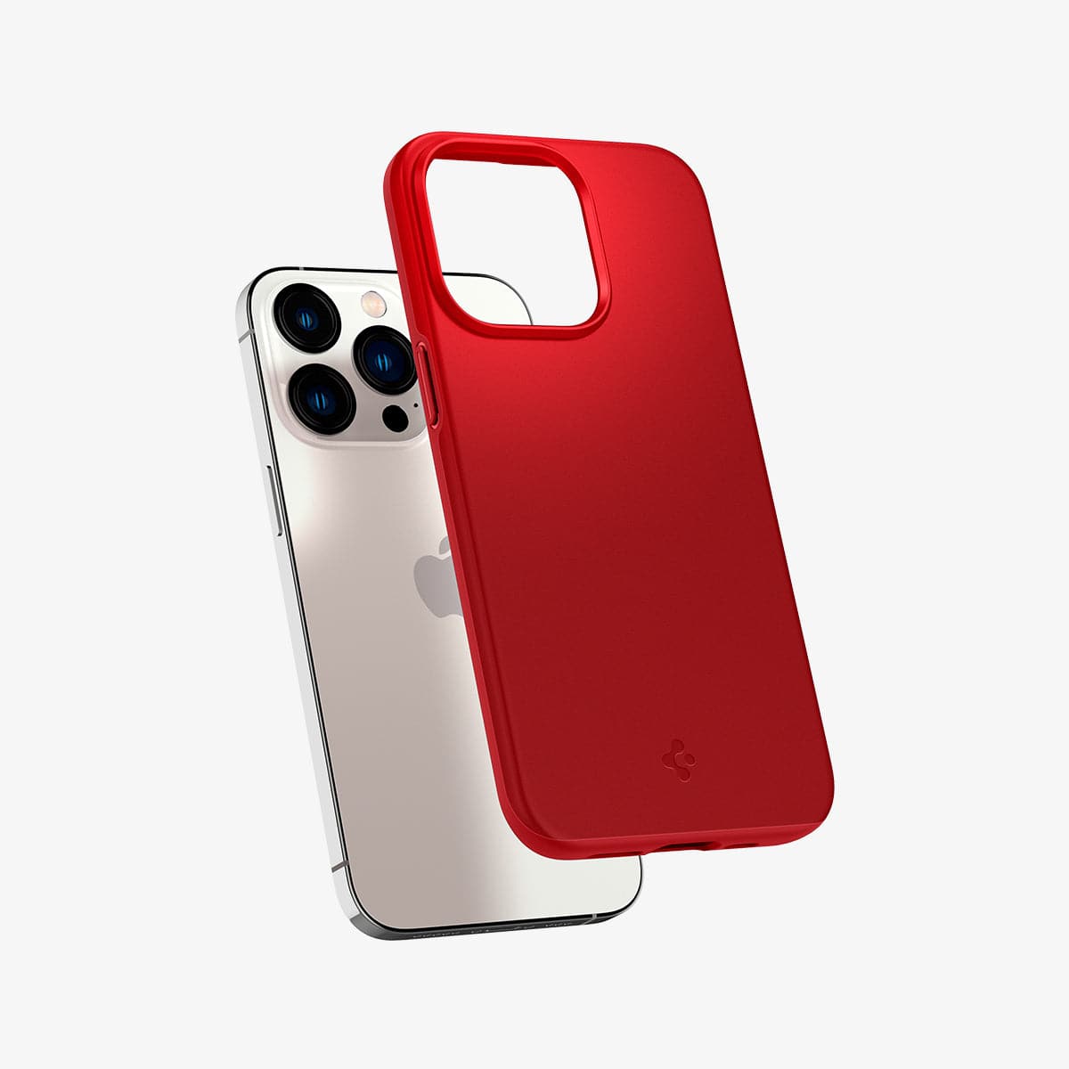 ACS03249 - iPhone 13 Pro Thin Fit in red showing the back with case hovering away from device
