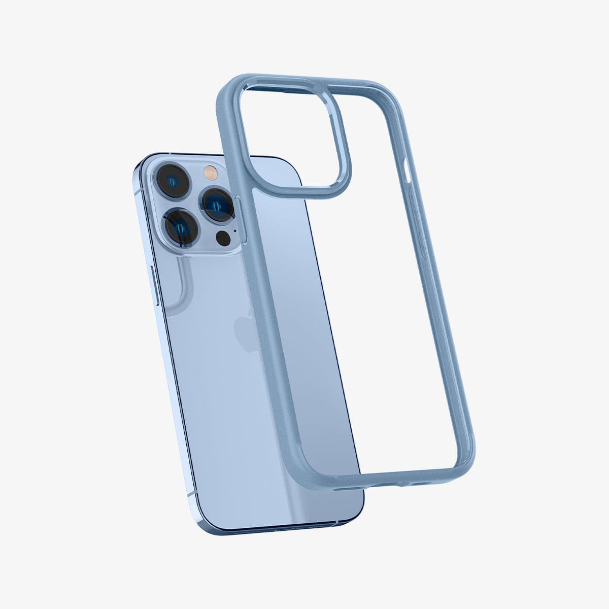 ACS04132 - iPhone 13 Pro Case Ultra Hybrid in sierra blue showing the back with case hovering away from device