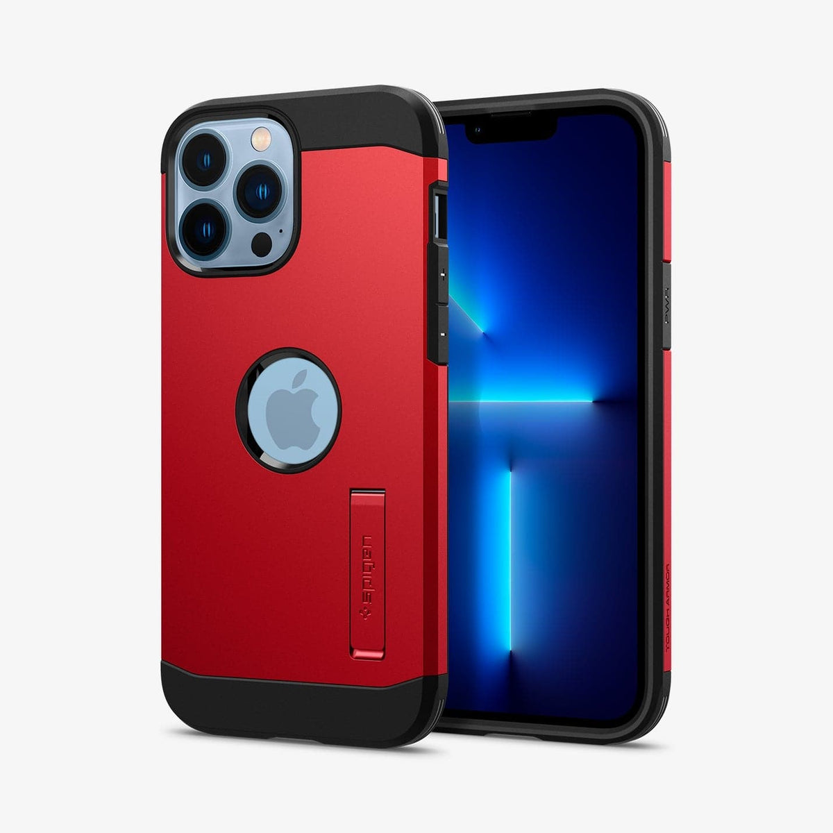 ACS03224 - iPhone 13 Pro Max Case Tough Armor in red showing the back and front