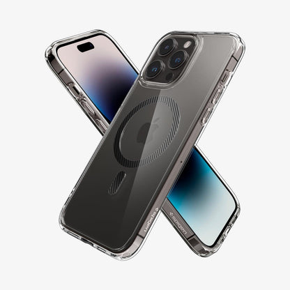 ACS04827 - iPhone 14 Pro Max Case Ultra Hybrid (MagFit) in carbon fiber showing the back, sides and front