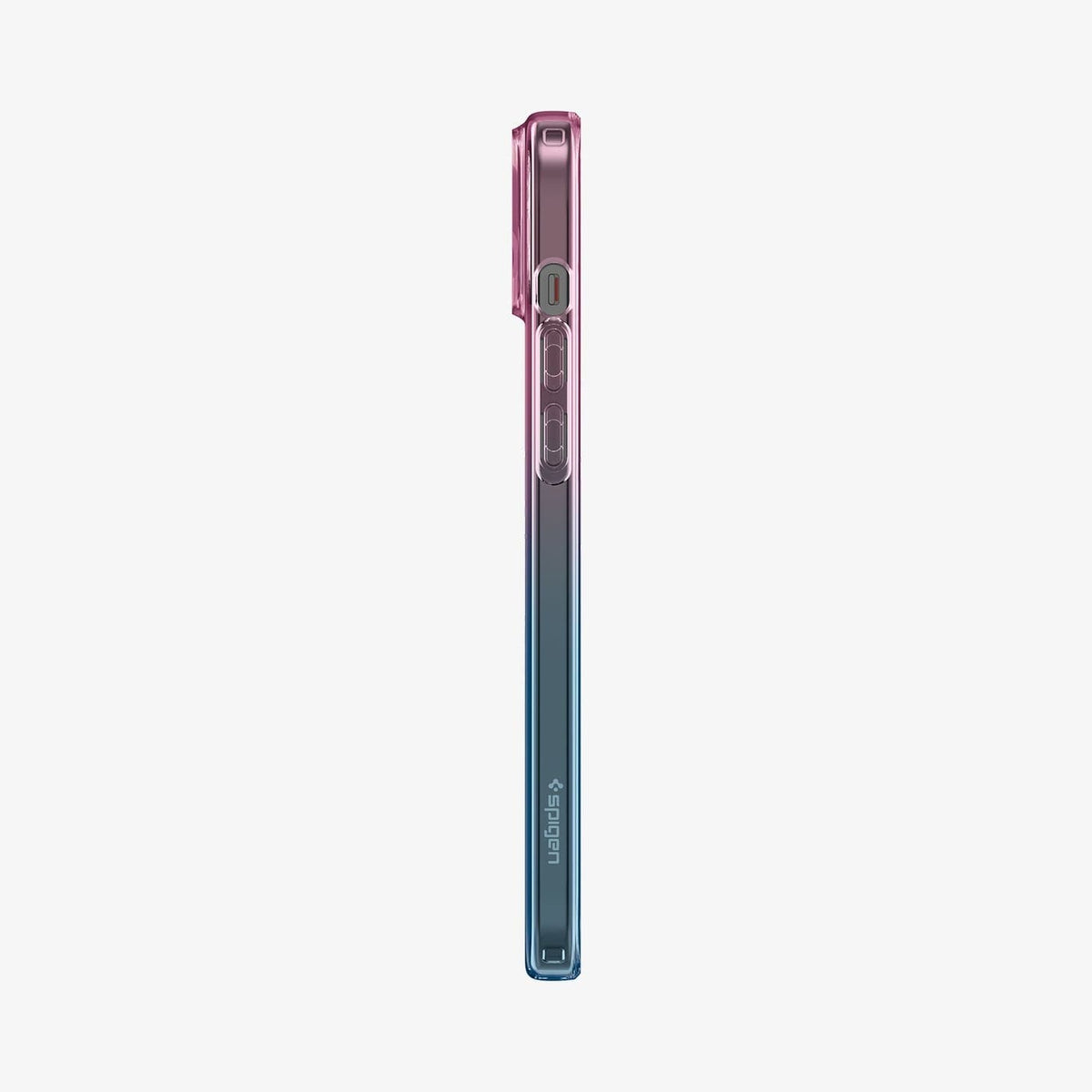 ACS06787 - iPhone 15 Case Liquid Crystal in gradation pink showing the side with volume controls