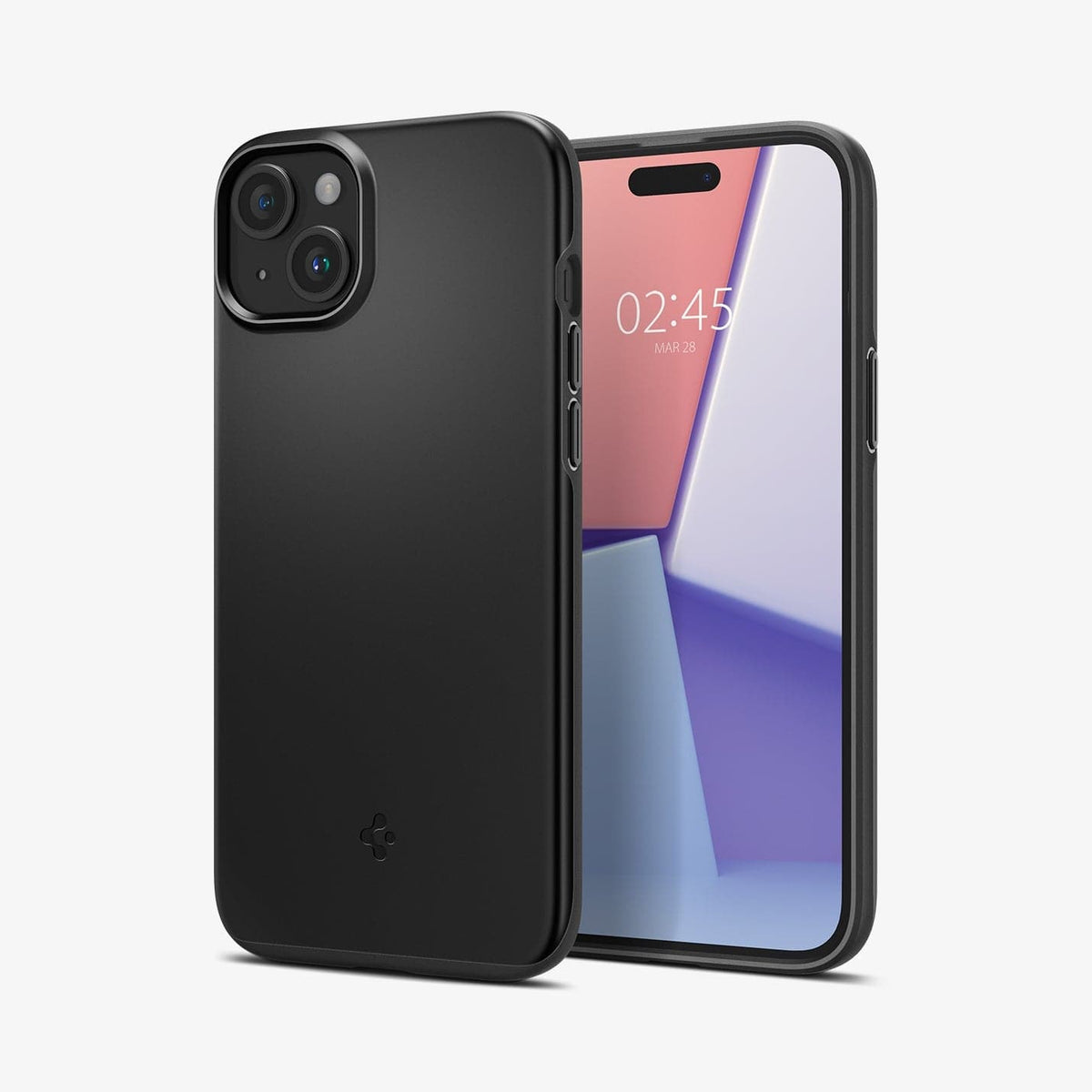 ACS06776 - iPhone 15 Case Thin Fit in black showing the back and front