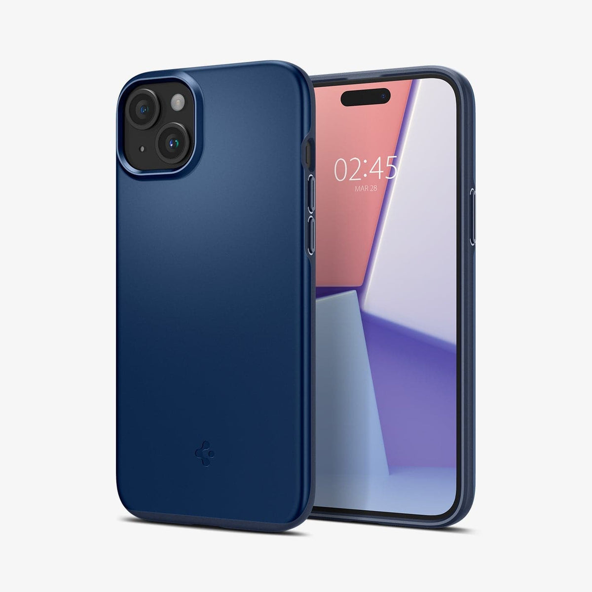 ACS06777 - iPhone 15 Case Thin Fit in navy blue showing the back and front