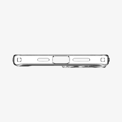 ACS06796 - iPhone 15 Case Ultra Hybrid in frost clear showing the bottom with precise cutouts