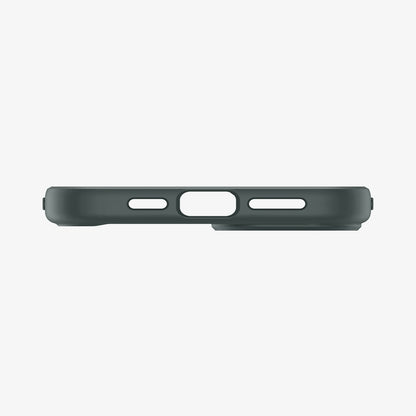 ACS06798 - iPhone 15 Case Ultra Hybrid in frost green showing the bottom with precise cutouts