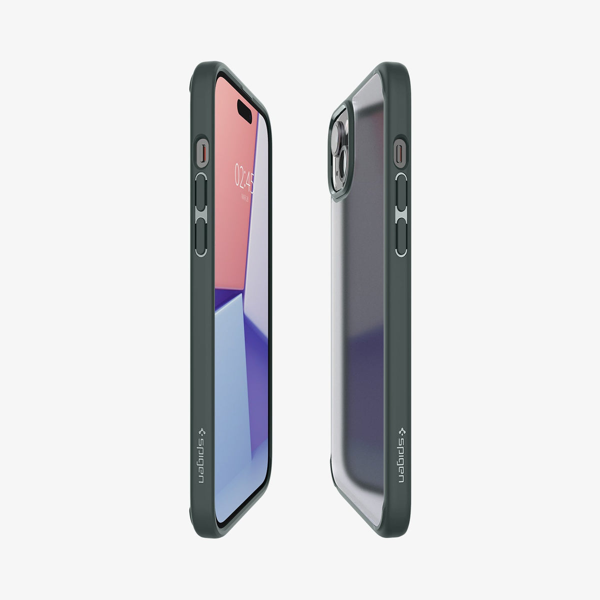 ACS06798 - iPhone 15 Case Ultra Hybrid in Frost green showing the back, side, and front