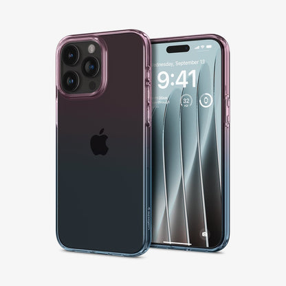 ACS06700 - iPhone 15 Pro Case Liquid Crystal in gradation pink showing the back and front