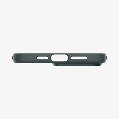 ACS06690 - iPhone 15 Pro Case Thin Fit in abyss green showing the bottom