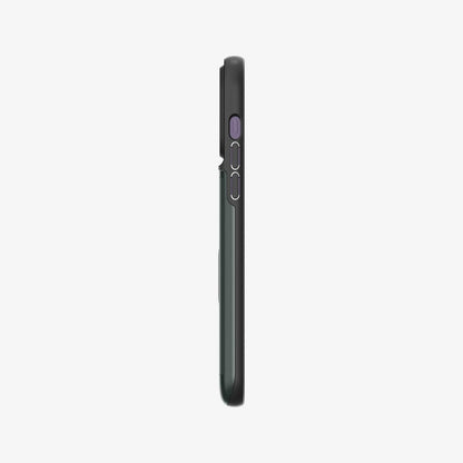 ACS04983 - iPhone 14 Pro Case Slim Armor CS in abyss green showing the side with volume controls