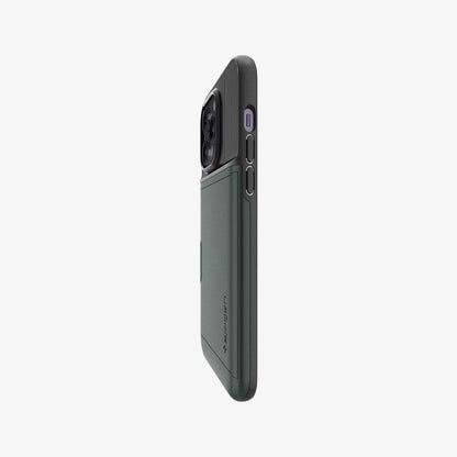 ACS04983 - iPhone 14 Pro Case Slim Armor CS in abyss green showing the side and partial back