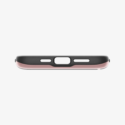 ACS04981 - iPhone 14 Pro Case Slim Armor CS in rose gold showing the bottom with precise cutouts