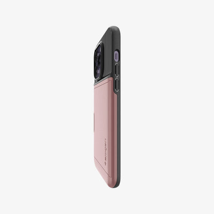 ACS04981 - iPhone 14 Pro Case Slim Armor CS in rose gold showing the side and partial back