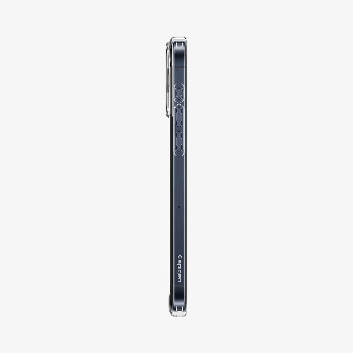 ACS06708 - iPhone 15 Pro Case Ultra Hybrid in frost clear showing the side with volume controls