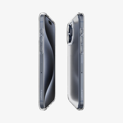 ACS06708 - iPhone 15 Pro Case Ultra Hybrid in Frost Clear showing the back, side, and front