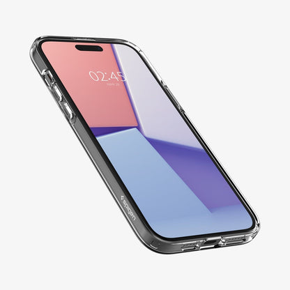 ACS06647 - iPhone 15 Plus Case Liquid Crystal in crystal clear showing the front and side