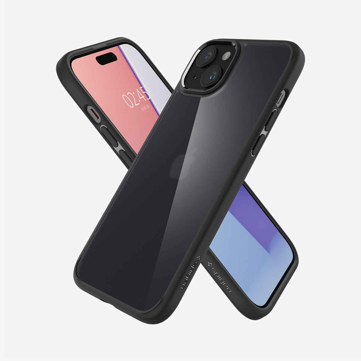 ACS06656 - iPhone 15 Plus Case Ultra Hybrid in Frost Black showing the back, side, and front