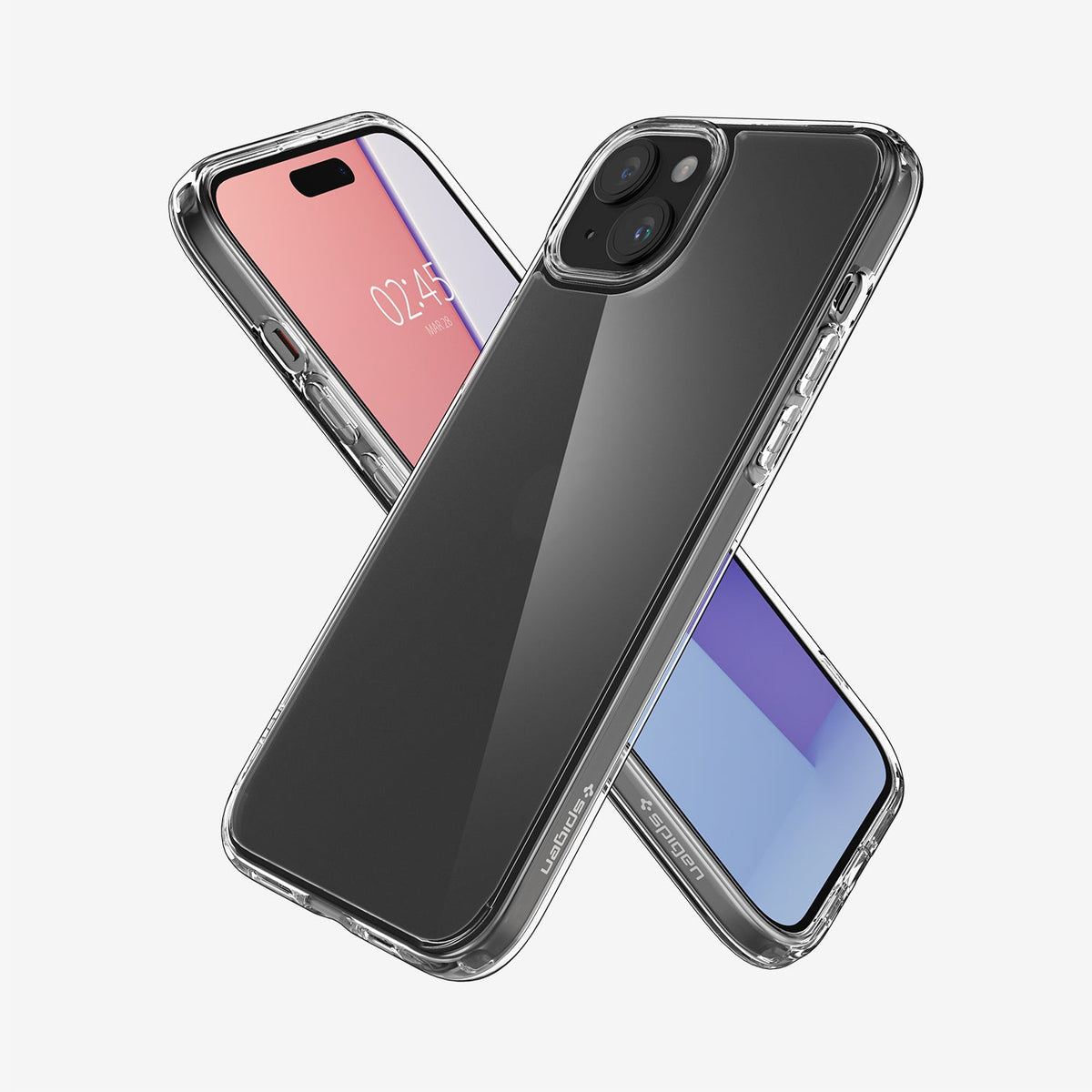 ACS06655 - iPhone 15 Plus Case Ultra Hybrid in Frost Clear showing the back, side, and front