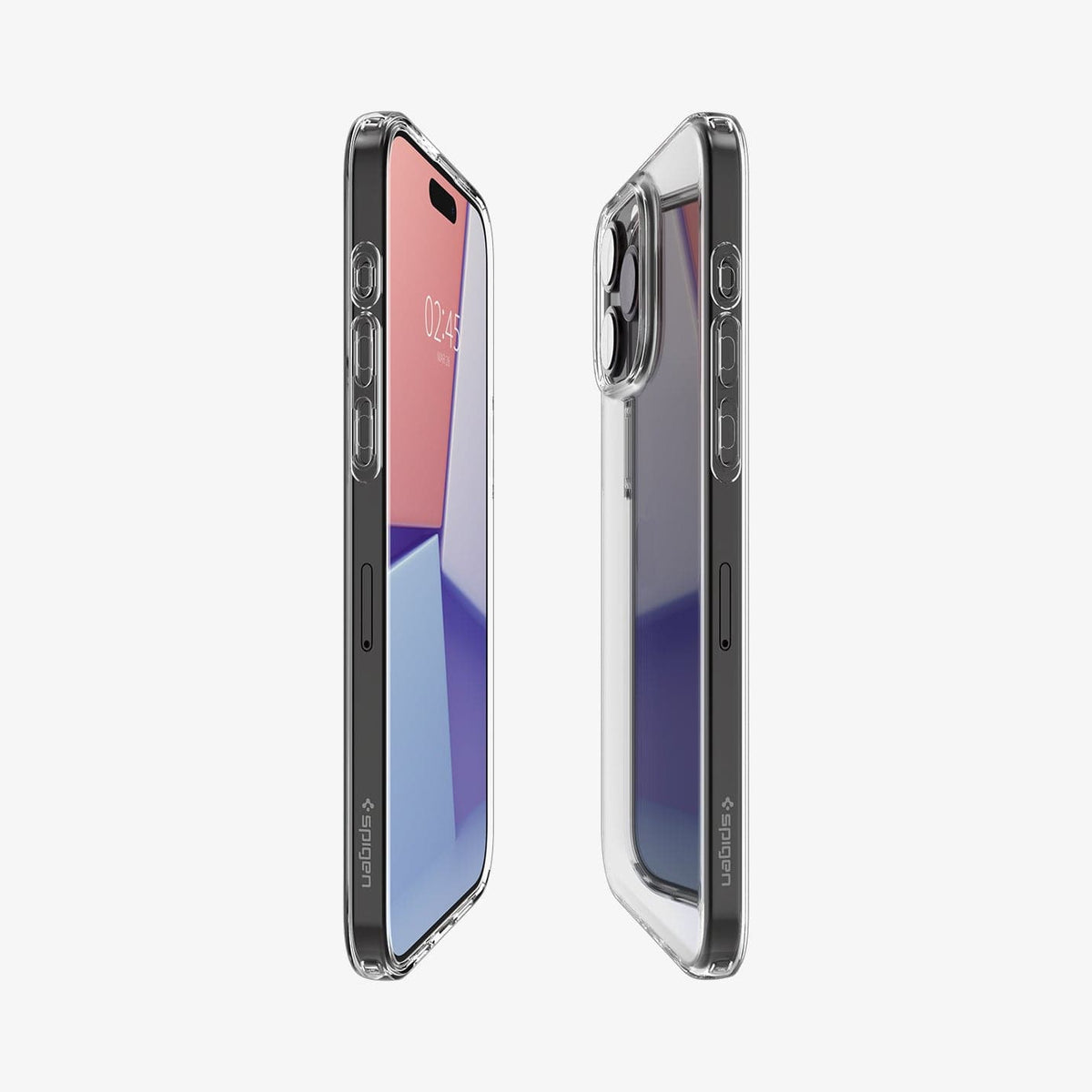 ACS06557 - iPhone 15 Pro Max Case Liquid Crystal in crystal clear showing the sides, partial front and back