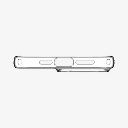 ACS06557 - iPhone 15 Pro Max Case Liquid Crystal in crystal clear showing the bottom with precise cutouts