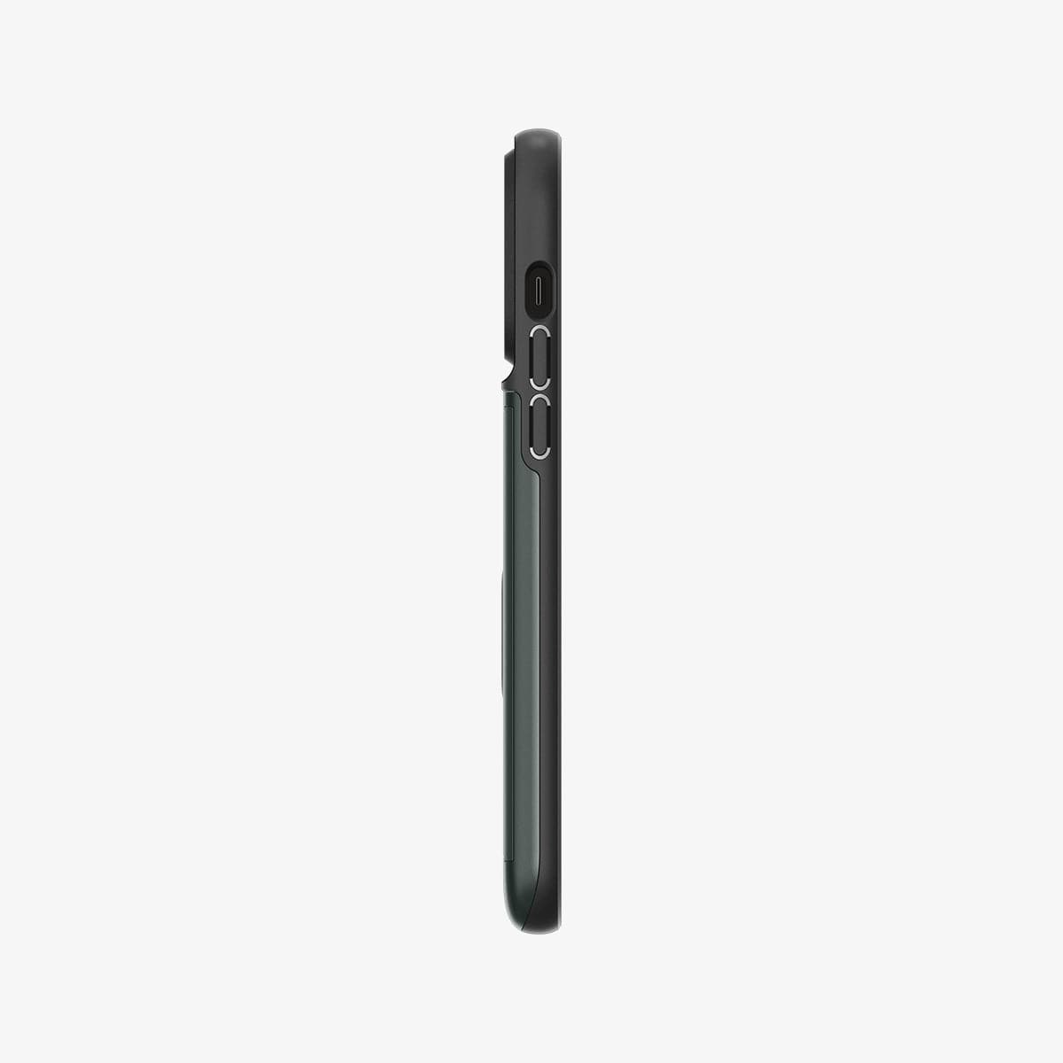 ACS04837 - iPhone 14 Pro Max Case Slim Armor CS in abyss green showing the side with volume controls