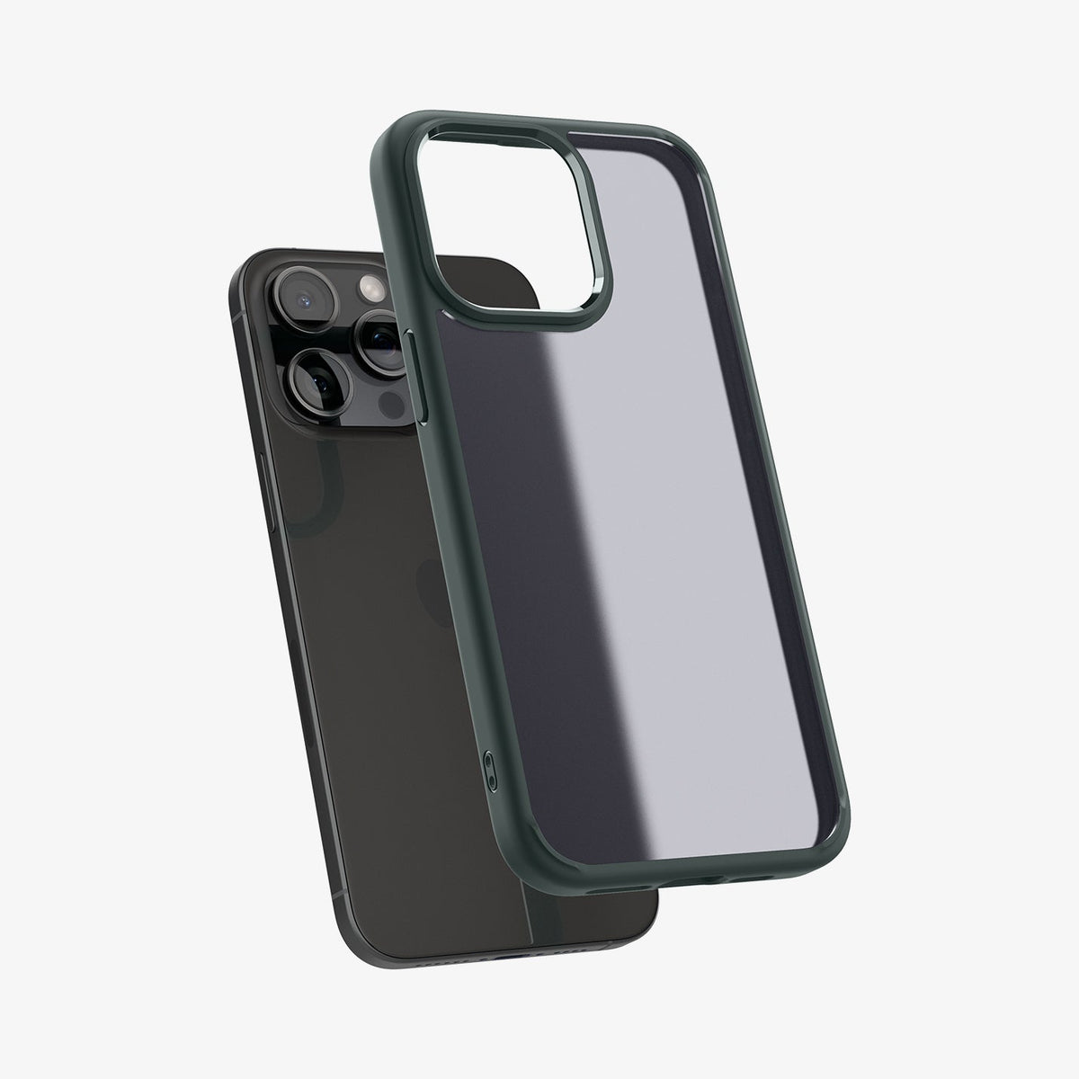 ACS06569 - iPhone 15 Pro Max Case Ultra Hybrid in frost green showing the back with case hovering away from device