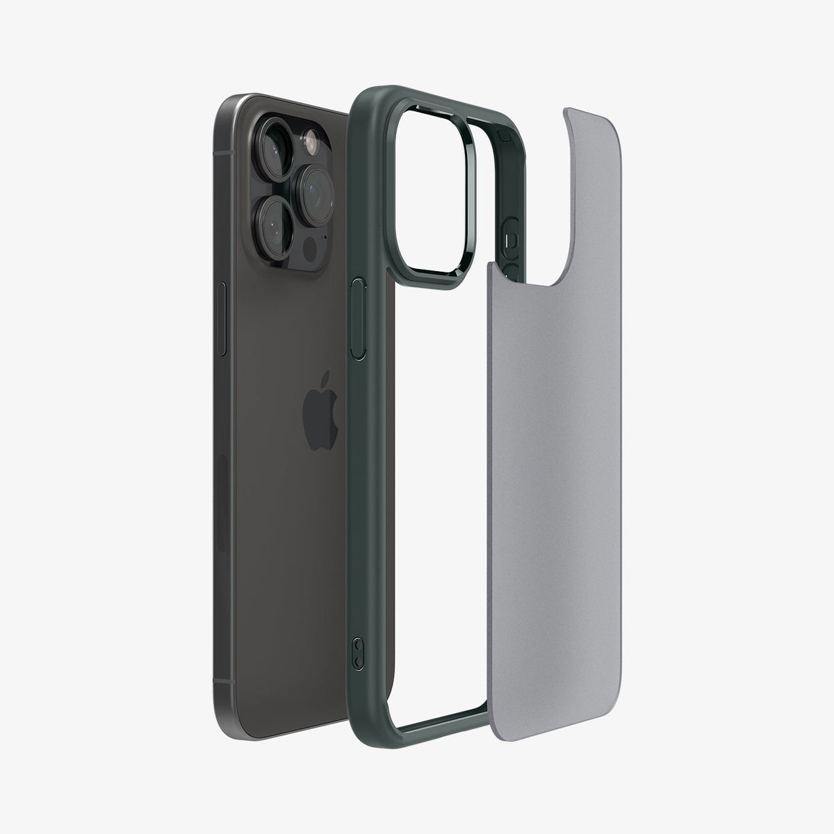 ACS06569 - iPhone 15 Pro Max Case Ultra Hybrid in frost green showing the back with multiple layers of case hovering away from device