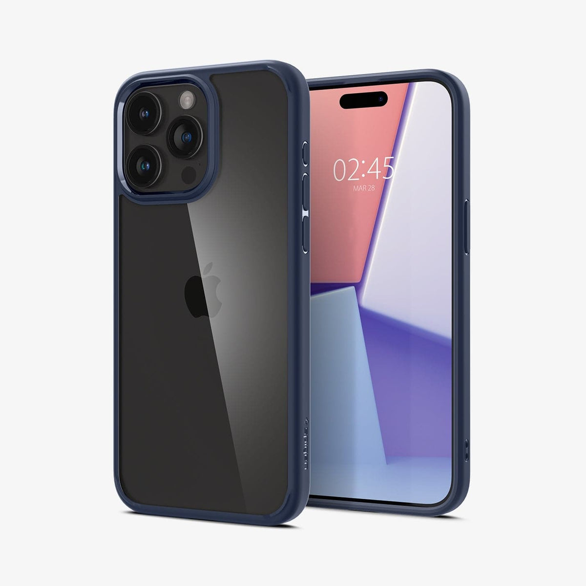 ACS06573 - iPhone 15 Pro Max Case Ultra Hybrid in navy blue showing the back and front
