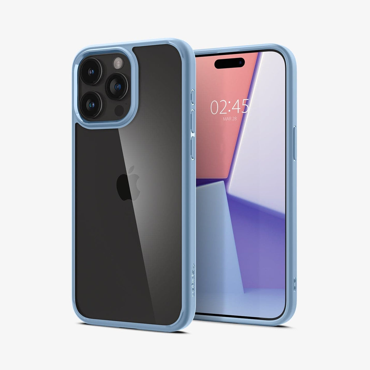 ACS06572 - iPhone 15 Pro Max Case Ultra Hybrid in sierra blue showing the back and front