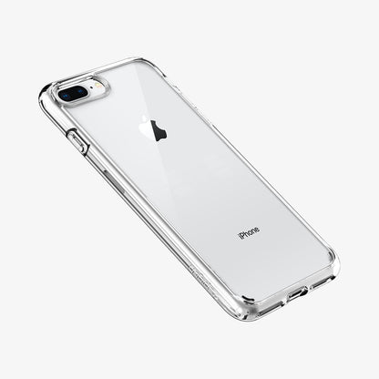 043CS21052 - iPhone 8 Plus Ultra Hybrid in Crystal Clear showing the back, partial side and bottom