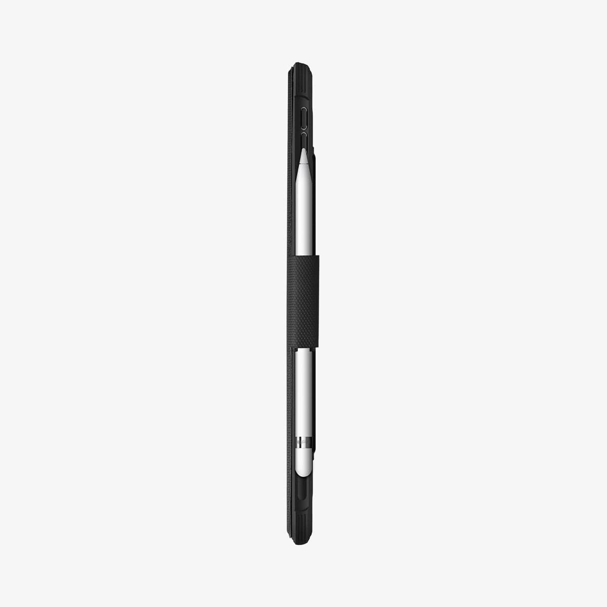 ACS01216 - iPad 10.2" Case Rugged Armor Pro in black showing the side with pencil in slot