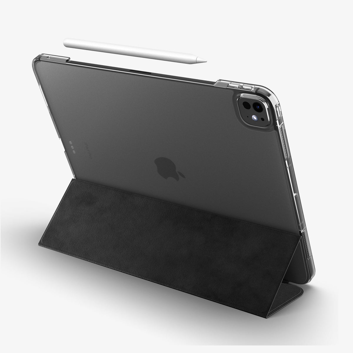 ACS09439 - iPad Pro 13-inch (2024) Case Liquid Air Folio in Black showing the back, cover folded into kickstand