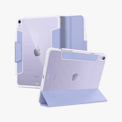 ACS04567 - iPad Air 10.9" (2022 / 2020) Case Ultra Hybrid Pro in lavender showing the back, front and device propped up by built in kickstand