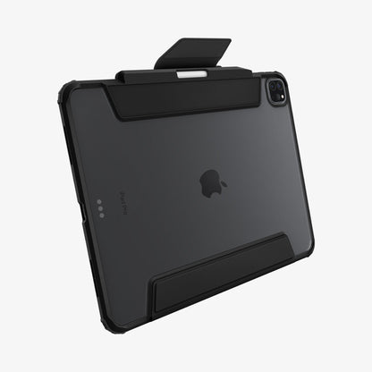 ACS07766 - iPad Pro 12.9-inch Case Air Skin Pro in Gray showing the back and bottom with cover flap open with s-pen attached