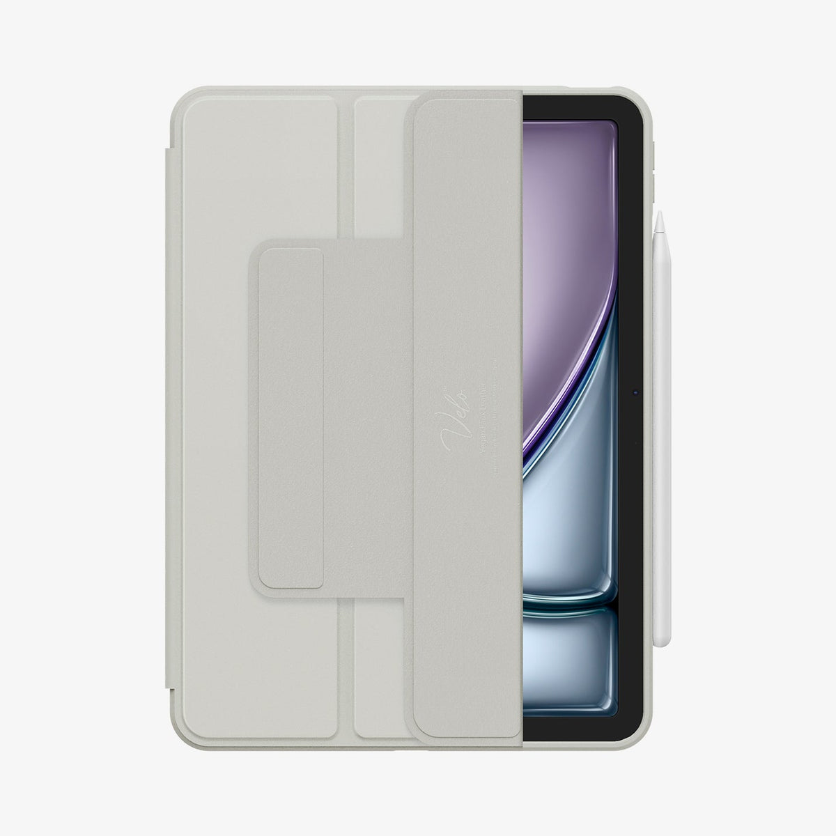 ACS08491 - iPad Air 13-inch (2024) Case Air Skin Pro OneTap in Gray showing the front half open