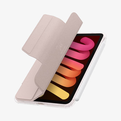 ACS03896 - iPad Mini 6 Case Ultra Hybrid Pro in rose gold showing the front with cover half open