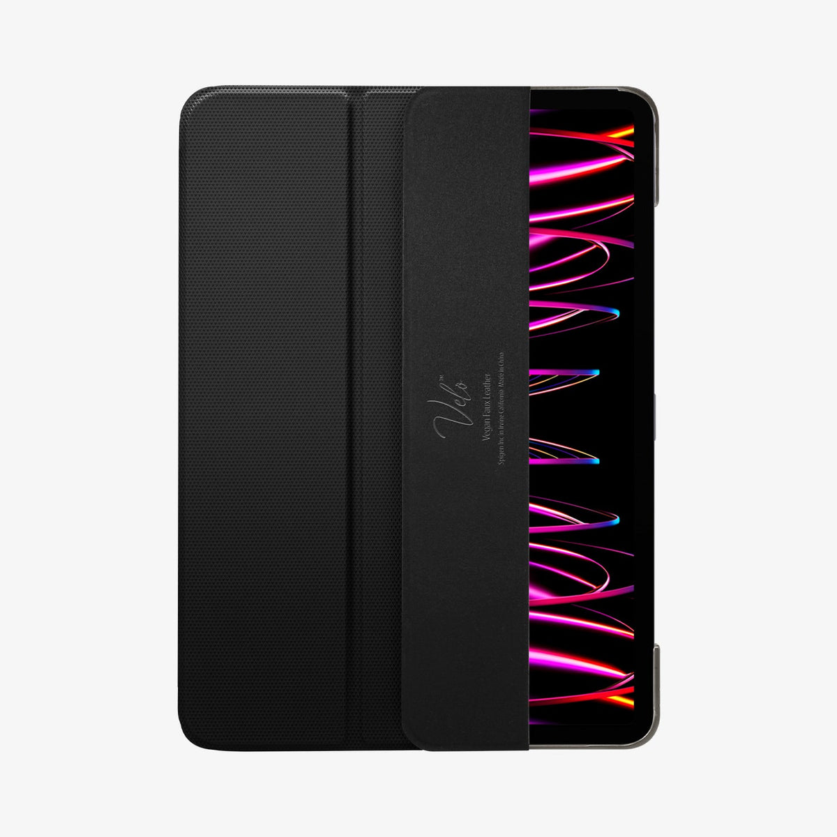 ACS05466 - iPad Pro 11" (2022/2021/2020/2018) Case Liquid Air Folio in black showing the front with cover flap slightly open