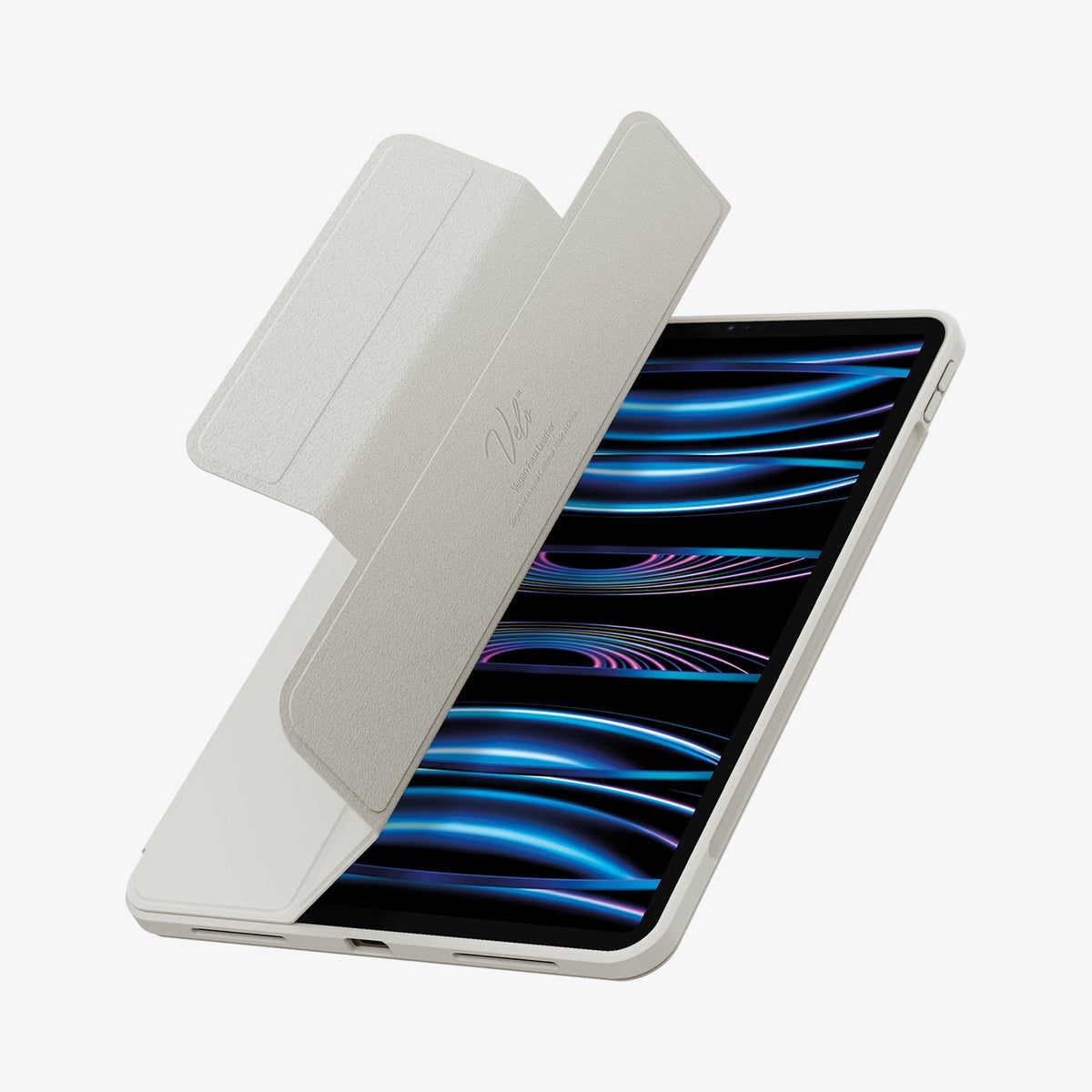 ACS06510 - iPad Pro 13-inch (2022) Case Air Skin Pro OneTap in Gray showing the front with cover half folded open