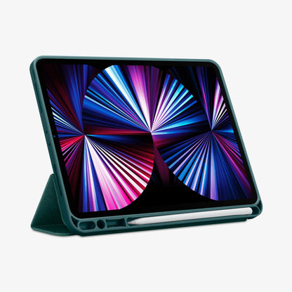 ACS01056 - iPad Pro 11" Case Urban Fit in military green showing the front with device propped up by built in kickstand