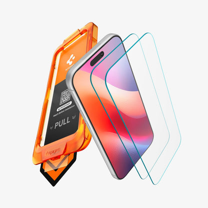 AGL11323 - iPhone 18 Pro / iPhone 17 Pro GLAS.tR AlignMaster S showing two screen protectors with the alignment tray for installation.