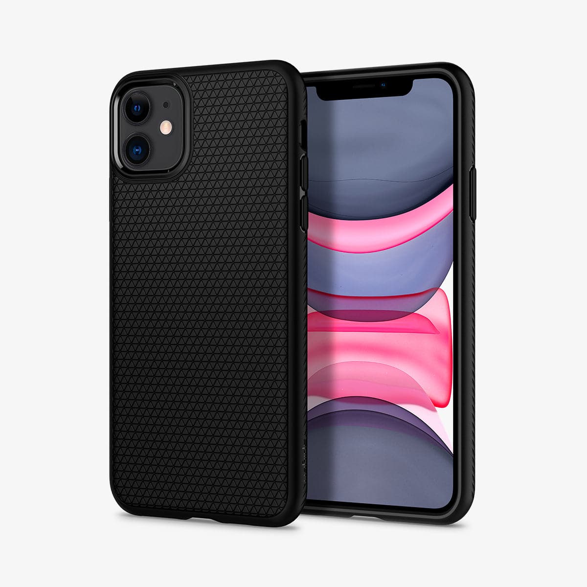 076CS27184 - iPhone 11 Case Liquid Air in matte black showing the back and front