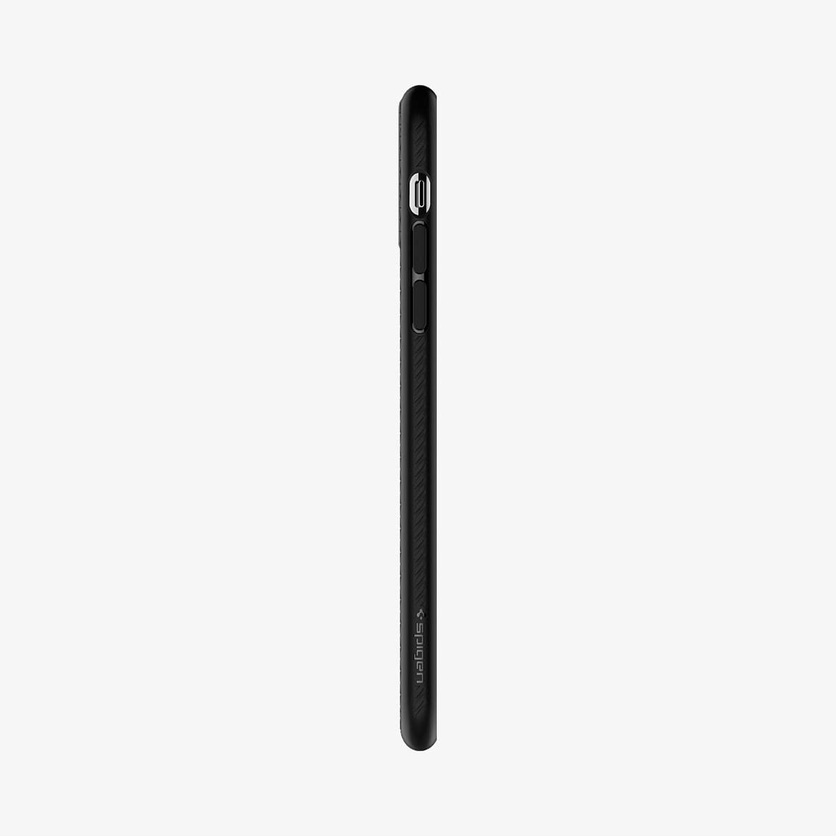 076CS27184 - iPhone 11 Case Liquid Air in matte black showing the side with volume controls