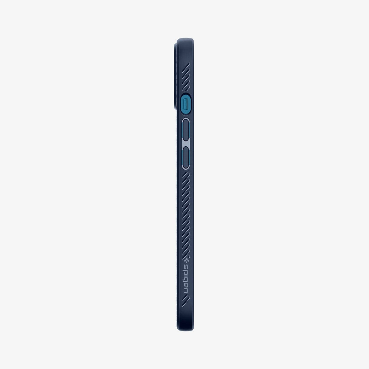 ACS03520 - iPhone 13 Case Liquid Air in navy blue showing the side with volume controls