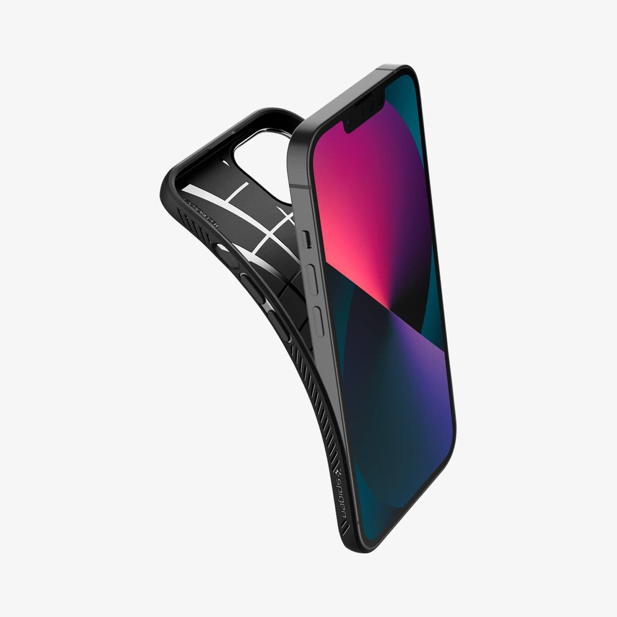ACS03315 - iPhone 13 Mini Case Liquid Air in black showing the side and flexible back
