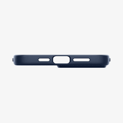 ACS03202 - iPhone 13 Pro Max Case Liquid Air in navy blue showing the bottom with precise cutouts