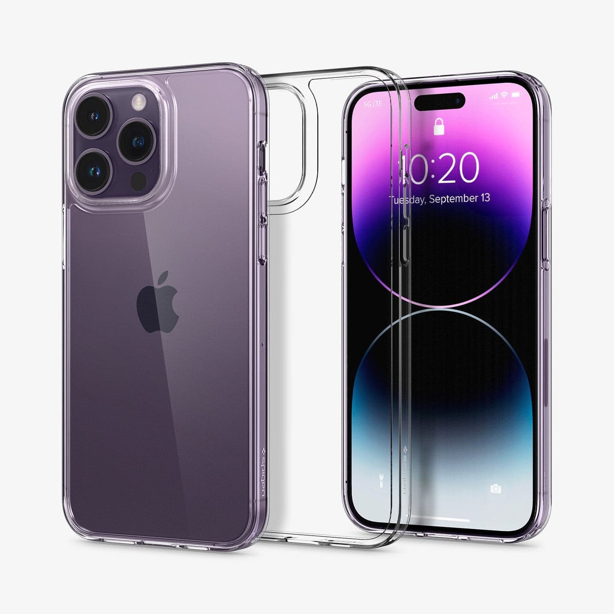 ACS04952 - iPhone 14 Pro Case Air Skin Hybrid in crystal clear showing the back, inside and front